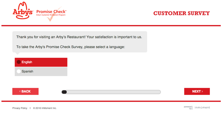 take part in the Arby's customer survey