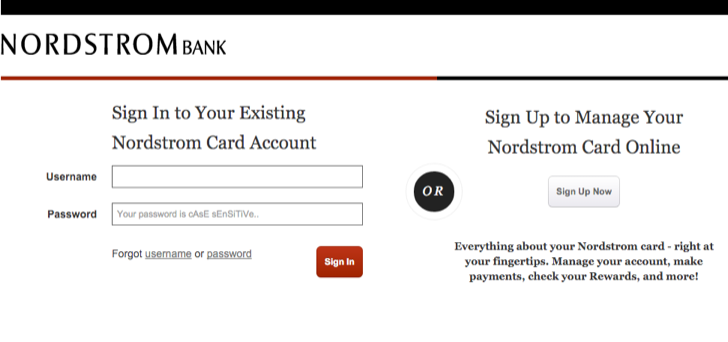 sign up for Nordstrom online account access