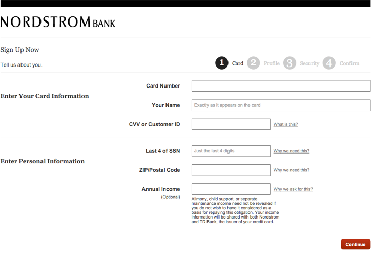 sign up for Nordstrom online account access