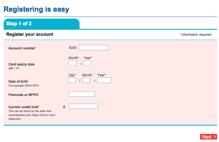 manage an argos card online