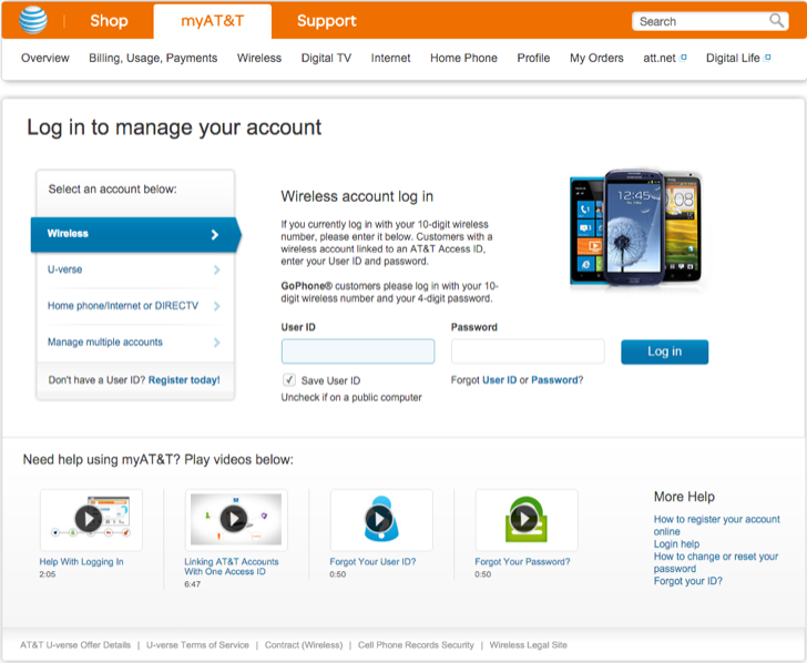 manage an at&t wireless account online