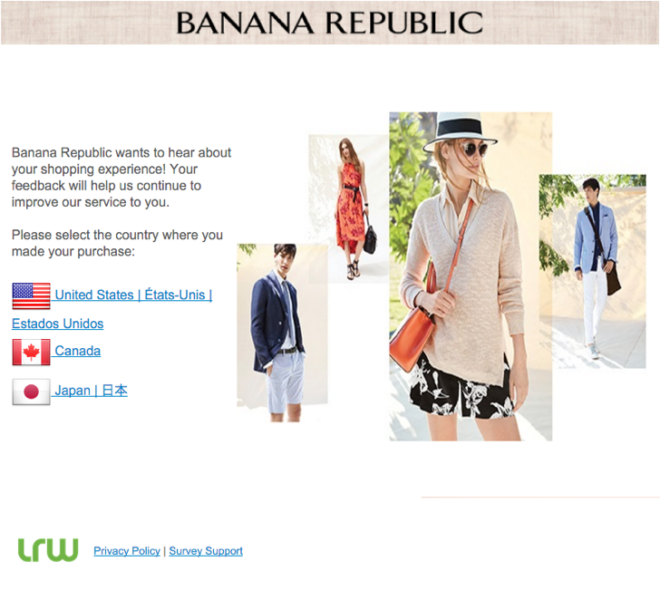 take part in the Banana Republic customer experience survey 