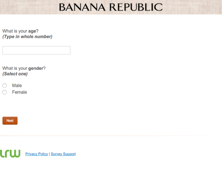 take part in the Banana Republic customer experience survey 