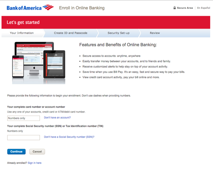 activate your bank of america credit card online