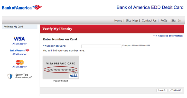 activate your EDD debit card from bank of america