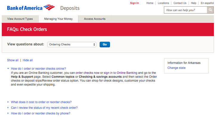 bank of america online order checks