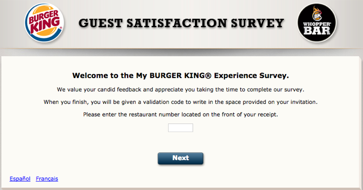 burger king guest satisfaction survey