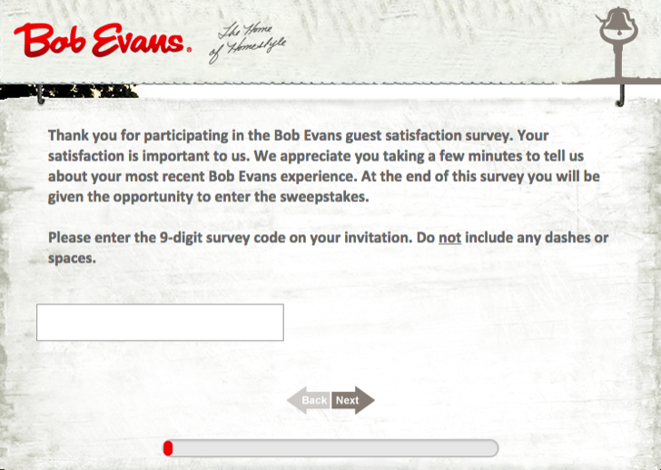 bob evans guest satisfaction survey