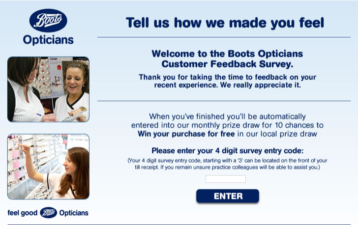 boots opticians customer feedback survey
