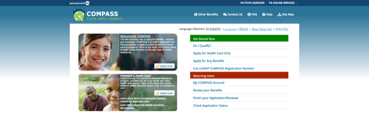 apply for benefits via pennsylvania compass