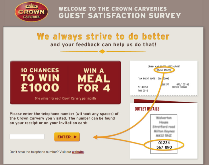 crown carveries guest satisfaction survey