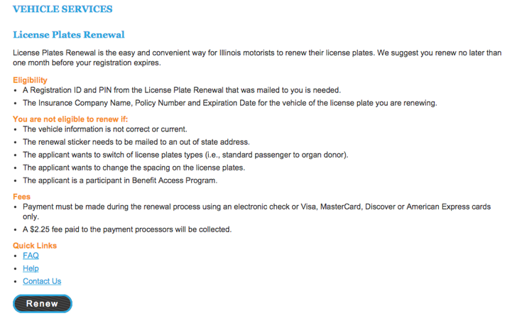 renew an illinois license plate online