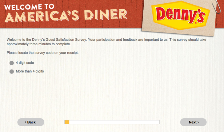 dennys guest satisfaction survey