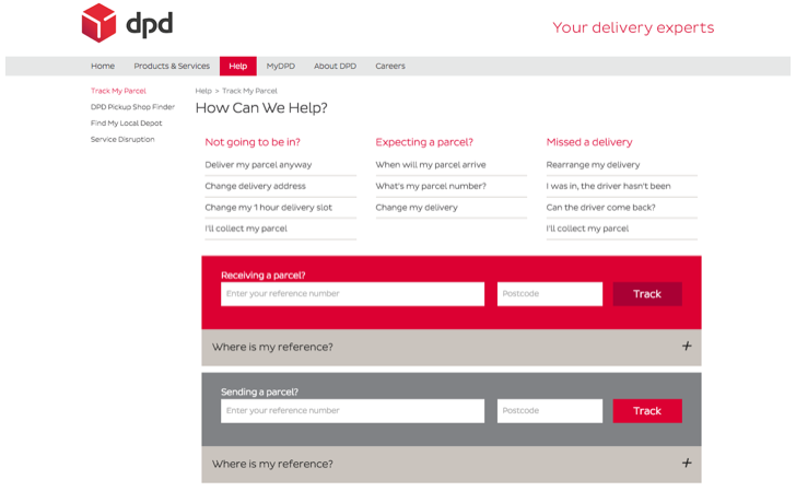 arrange a redelivery for a DPD uk parcel