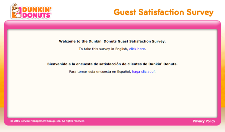 take part in the tell Dunkin' Donuts survey