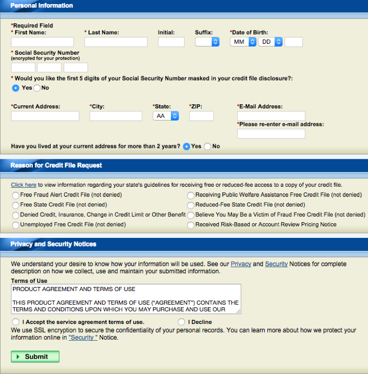 a credit file at equifax