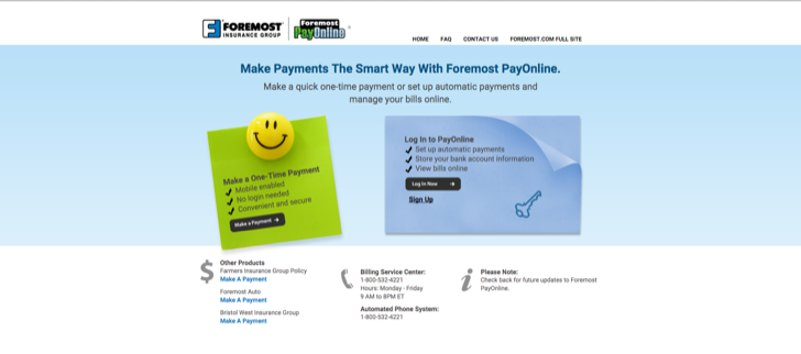 make a one time payment online with foremost payonline