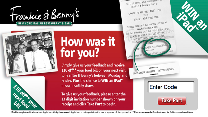 frankie and bennys survey