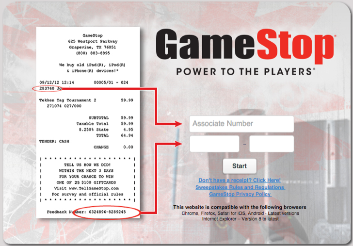 take part in the Gamestop customer experience survey