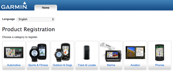 register your garmin product