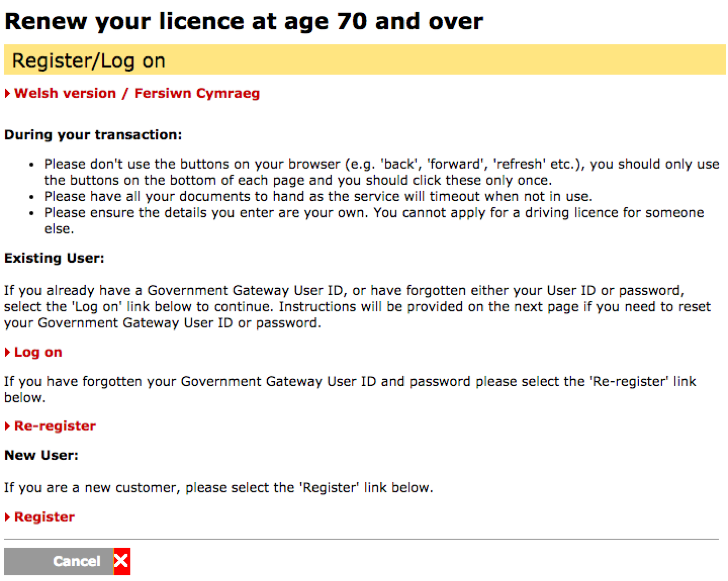 renew driving license at age 70 or over for free