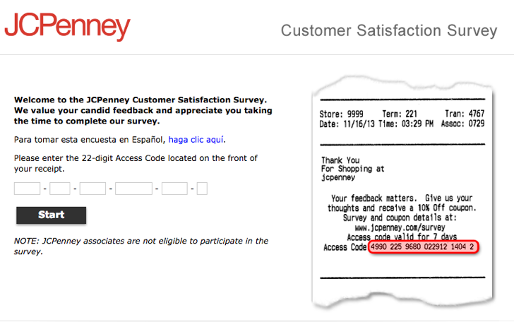 jcpenney customer satisfaction survey