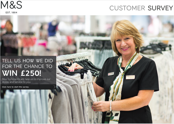 take part in the M & S customer survey