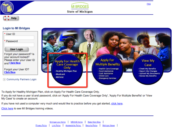 apply for benefits online via mi bridges