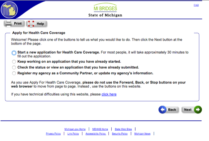 apply for benefits online via mi bridges