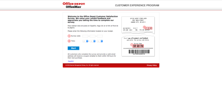 take part in the Office Depot customer satisfaction survey