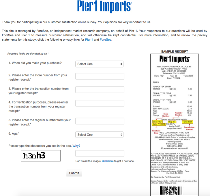 pier 1 imports customer experience survey