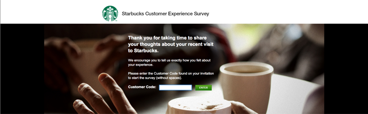 take part in my Starbucks visit survey