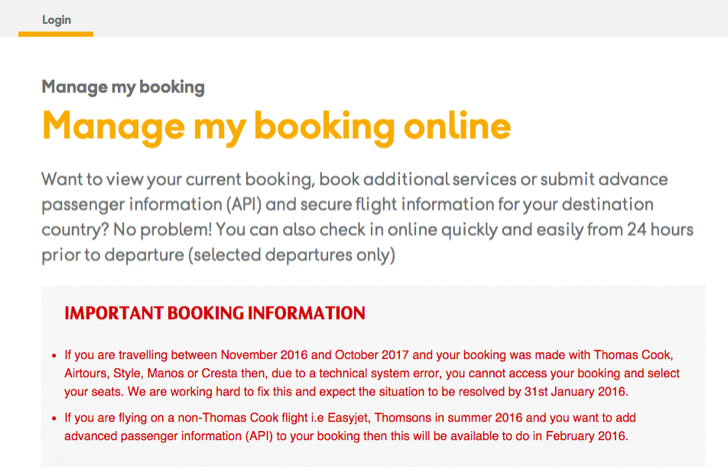 advanced passenger information at thomas cook