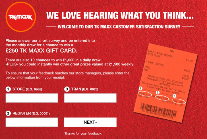 tk maxx customer satisfaction survey