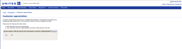 claim for a united airlines offer online