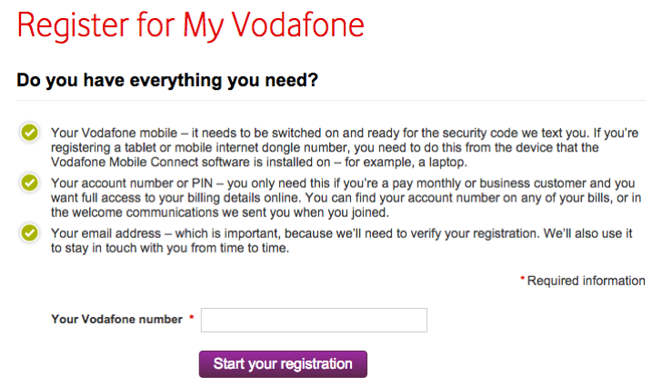 vodafone my account