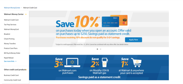 apply for a walmart credit card onlines