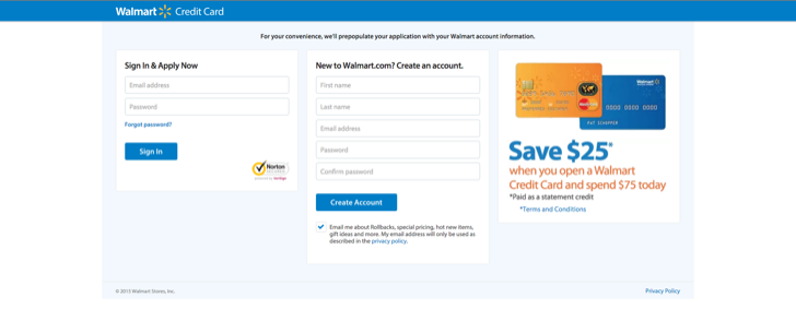 apply for a walmart credit card onlines
