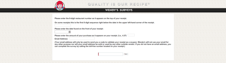 take part in the Wendy's customer satisfaction survey